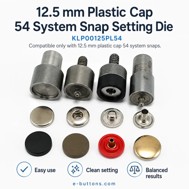 Snap Setting Die 12.5 mm / 0.49 in Plastic Cap 54 System for easy assembly of snap fasteners