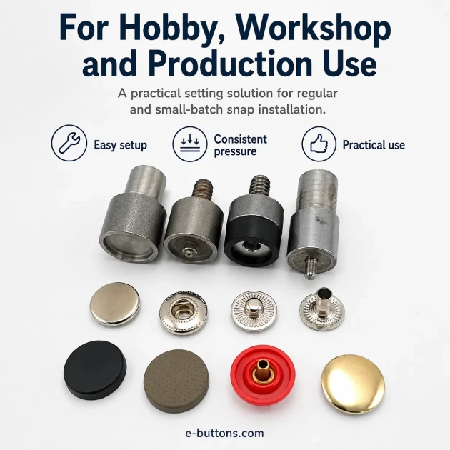 Snap Setting Die 12.5 mm / 0.49 in Plastic Cap 54 System for easy assembly of snap fasteners