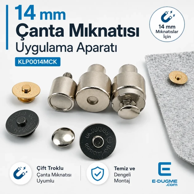 Magnetic Bag Snap Setting Die for 14 mm / 0.55 in Double-Prong Bag Snaps, durable metal construction for precise installation