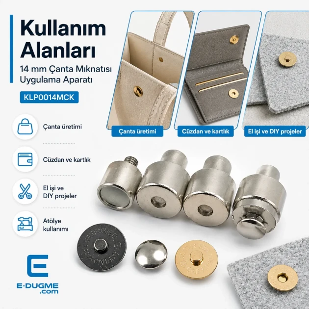 Magnetic Bag Snap Setting Die for 14 mm / 0.55 in Double-Prong Bag Snaps, durable metal construction for precise installation