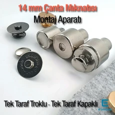 14 mm Tek Troklu Çanta Mıknatısı Uyumlu Çanta Mıknatıs Uygulama Aparatı KLP0014MTK