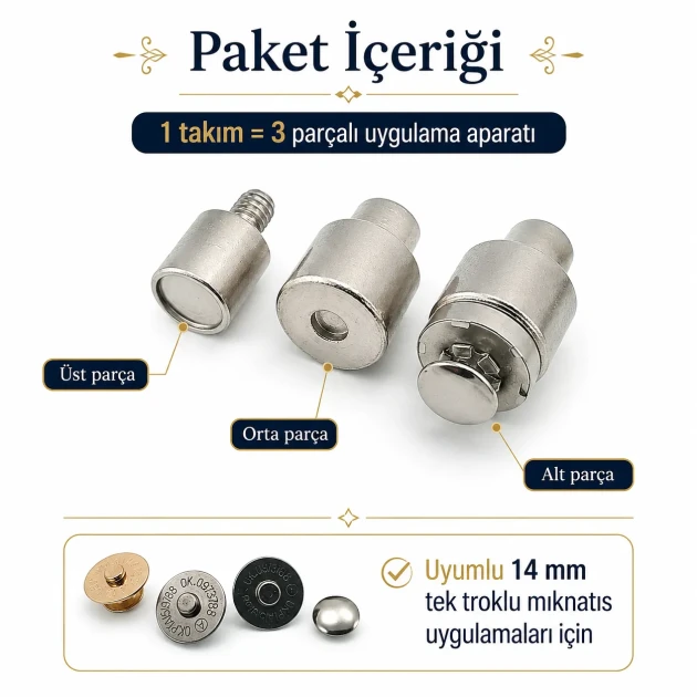 Magnetic Bag Snap Setting Die for 14 mm / 0.55 in Single-Prong-Side Bag Snaps, Durable Metal Construction for Precise