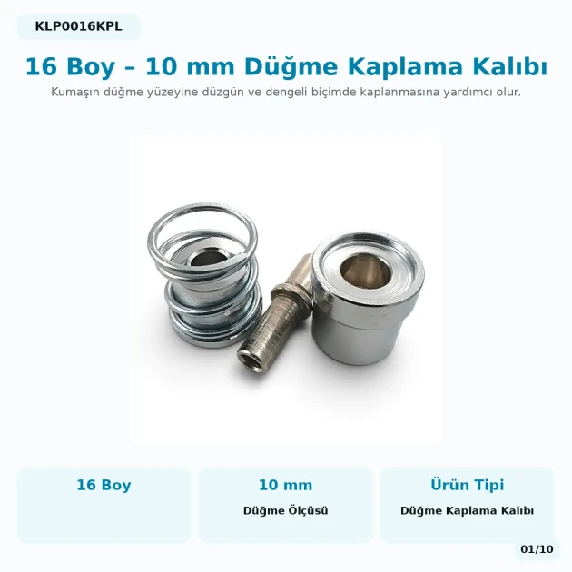 16L 10 mm / 0.39 in Fabric Covered Button Die