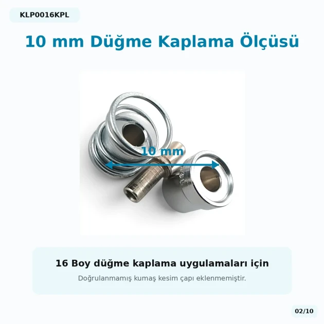 16L 10 mm / 0.39 in Fabric Covered Button Die