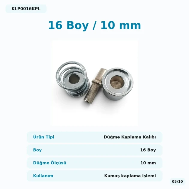 16L 10 mm / 0.39 in Fabric Covered Button Die
