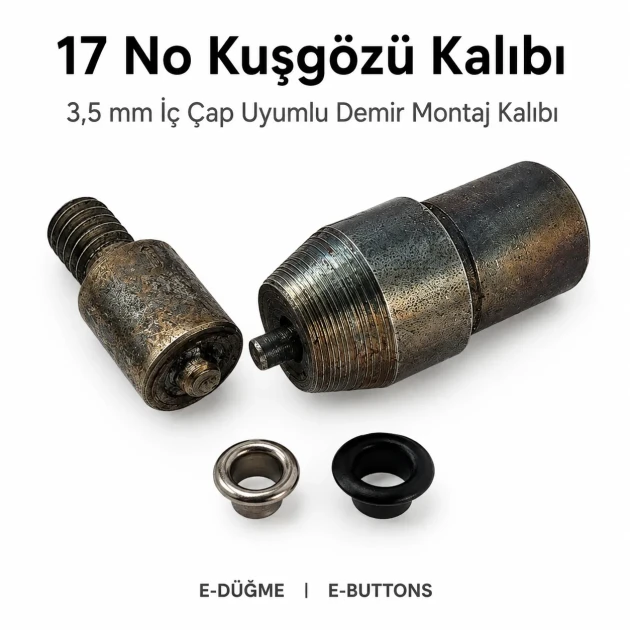 Eyelet Setting Die for 3.5 mm / 0.14 in Inner Diameter Eyelets, suitable for 7 mm eyelets, includes top and bottom molds for