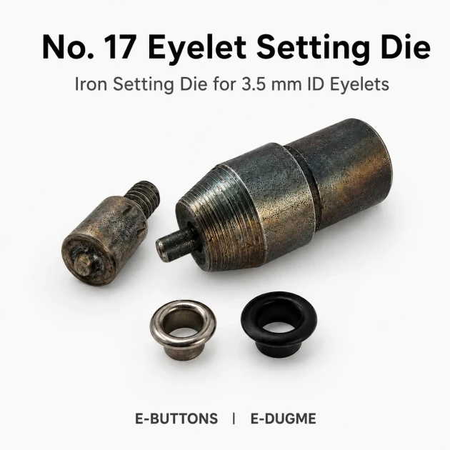 Eyelet Setting Die for 3.5 mm / 0.14 in Inner Diameter Eyelets, suitable for 7 mm eyelets, includes top and bottom molds for