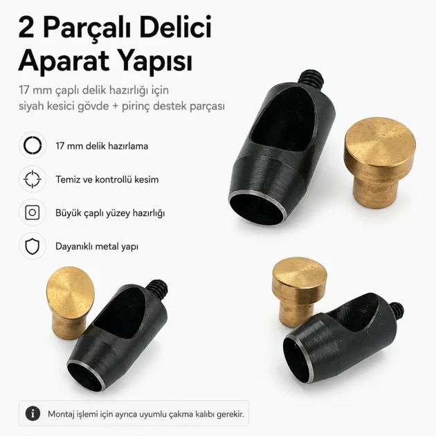 17 mm / 0.67 in Hole Cutter for clean and precise hole preparation in tarpaulin, leather, and technical textiles