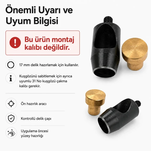 17 mm / 0.67 in Hole Cutter for clean and precise hole preparation in tarpaulin, leather, and technical textiles