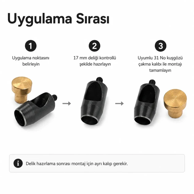 17 mm / 0.67 in Hole Cutter for clean and precise hole preparation in tarpaulin, leather, and technical textiles
