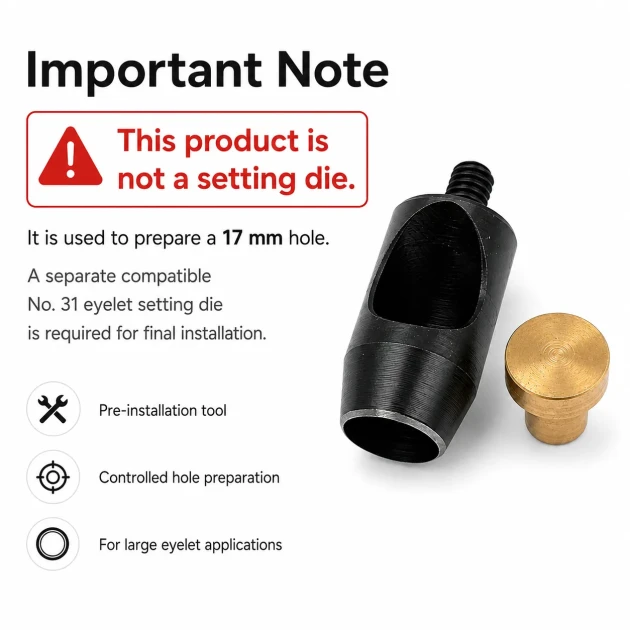 17 mm / 0.67 in Hole Cutter for clean and precise hole preparation in tarpaulin, leather, and technical textiles