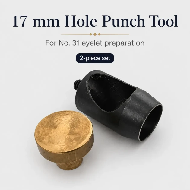 17 mm / 0.67 in Eyelet Drilling Die for clean hole preparation, suitable for tarpaulin, leather, and technical textiles.