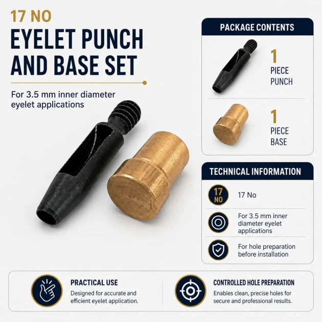 Eyelet Drilling Die 3.5 mm / 0.14 in KLP0017DEL for precise installation of small grommets in fabric, leather, and paper