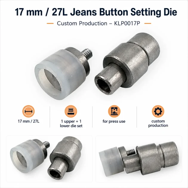 17 mm (0.67 in) 27L custom-made jeans button setting die for denim fastening applications