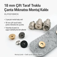 18 mm / 0.71 in Double Cap Magnetic Bag Snap Setting Die KLP0018MCK