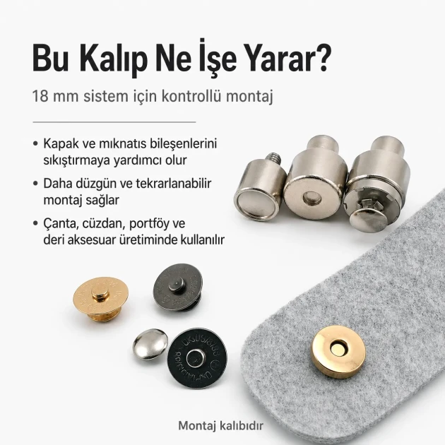 18 mm 0.71" Bag Magnet Application Adapter - Compatible with Double Screw Bag Magnets KLP0018MCK