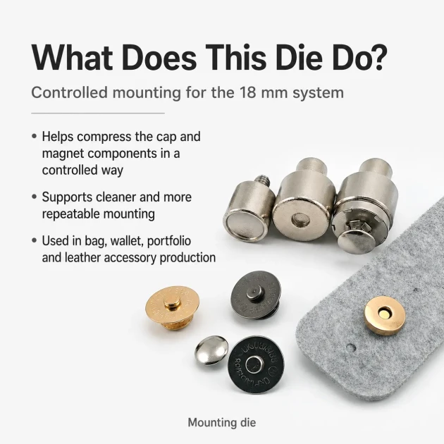 18 mm 0.71" Bag Magnet Application Adapter - Compatible with Double Screw Bag Magnets KLP0018MCK