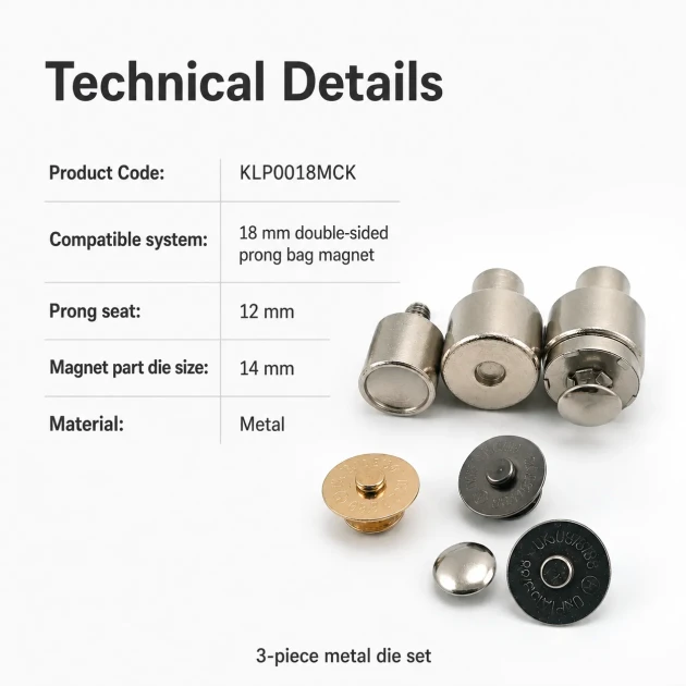 18 mm 0.71" Bag Magnet Application Adapter - Compatible with Double Screw Bag Magnets KLP0018MCK