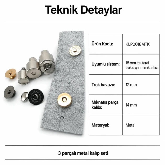 18 mm Single Cap Magnetic Bag Snap Setting Die for precise installation of bag magnets, made of durable metal