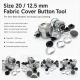 Size 20 / 12.5 mm / 0.49 in Fabric Button Covering Die for Shank Buttons and Snap Caps, ideal for tailored garments and