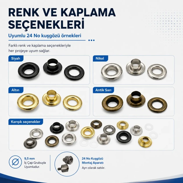 Eyelet Setting Die for 9.5 mm / 0.37 in Inner Diameter Eyelets, KLP0024, includes upper and lower molds for easy installation