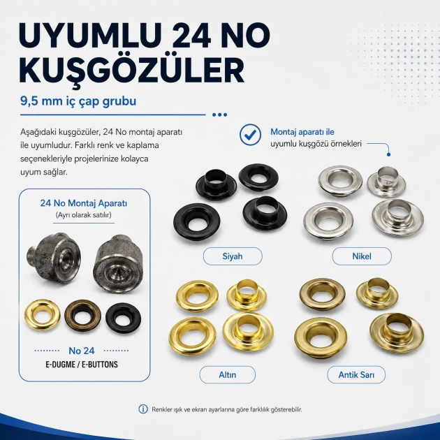 Eyelet Setting Die for 9.5 mm / 0.37 in Inner Diameter Eyelets, KLP0024, includes upper and lower molds for easy installation
