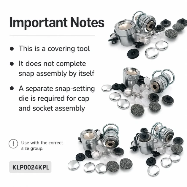 24L 15 mm 0.59 in Fabric Button Covering Die for Shank Buttons and Snap Caps, KLP0024KPL - Ideal tool for professional
