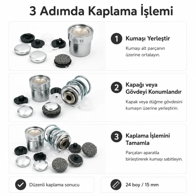 24L 15 mm 0.59 in Fabric Button Covering Die for Shank Buttons and Snap Caps, KLP0024KPL - Ideal tool for professional