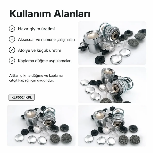 24L 15 mm 0.59 in Fabric Button Covering Die for Shank Buttons and Snap Caps, KLP0024KPL - Ideal tool for professional