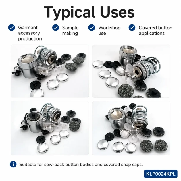 24L 15 mm 0.59 in Fabric Button Covering Die for Shank Buttons and Snap Caps, KLP0024KPL - Ideal tool for professional