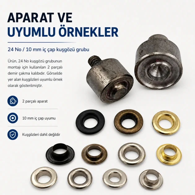 Eyelet Setting Die for 10 mm / 0.39 in Inner Diameter Stainless Steel Eyelets KLP0024P, ideal for tarpaulin, tent, and