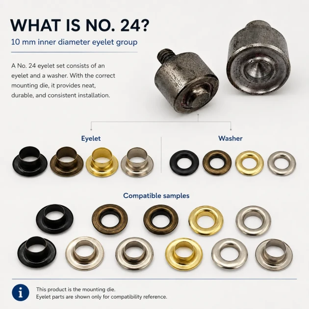 Eyelet Setting Die for 10 mm / 0.39 in Inner Diameter Stainless Steel Eyelets KLP0024P, ideal for tarpaulin, tent, and