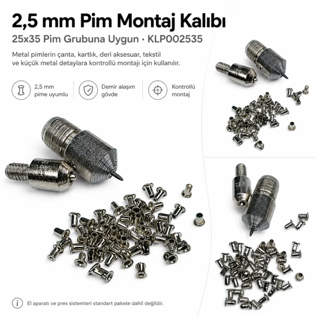 2.5 mm / 0.10 in Pin Setting Die for 25x35 Pins, High-grade iron alloy construction, Ergonomic design for comfortable use