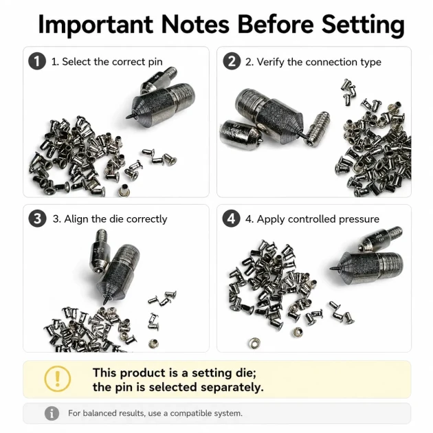 2.5 mm / 0.10 in Pin Setting Die for 25x35 Pins, High-grade iron alloy construction, Ergonomic design for comfortable use