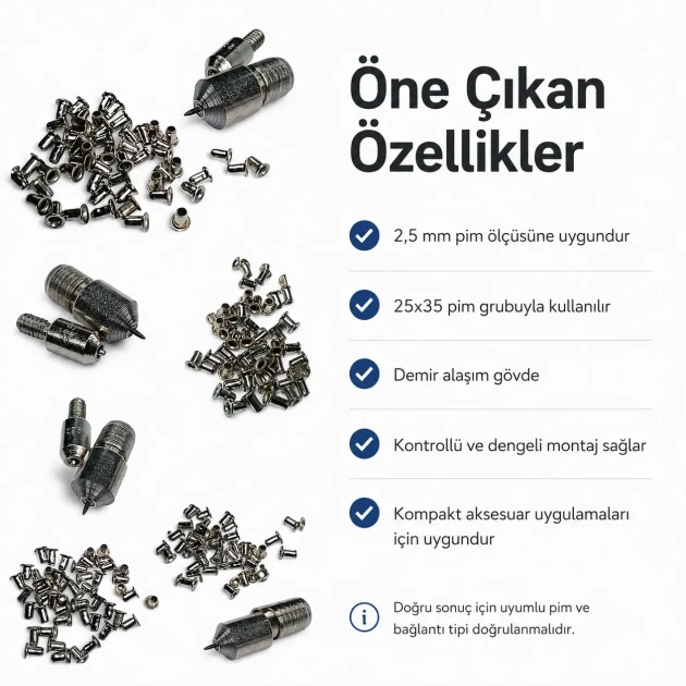 2.5 mm / 0.10 in Pin Setting Die for 25x35 Pins, High-grade iron alloy construction, Ergonomic design for comfortable use