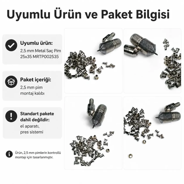 2.5 mm / 0.10 in Pin Setting Die for 25x35 Pins, High-grade iron alloy construction, Ergonomic design for comfortable use