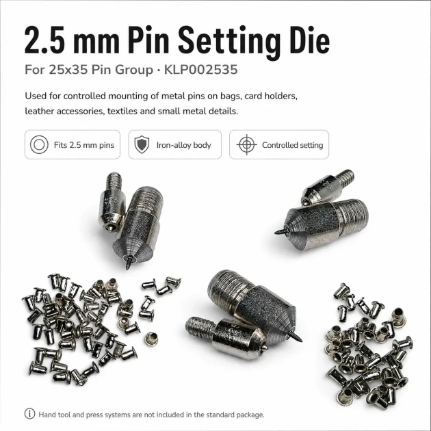 2.5 mm / 0.10 in Pin Setting Die for 25x35 Pins, High-grade iron alloy construction, Ergonomic design for comfortable use