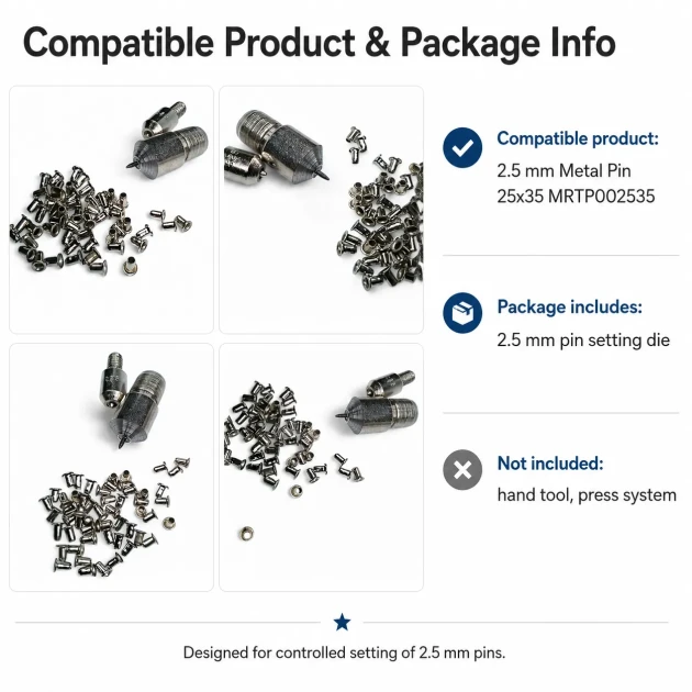 2.5 mm / 0.10 in Pin Setting Die for 25x35 Pins, High-grade iron alloy construction, Ergonomic design for comfortable use