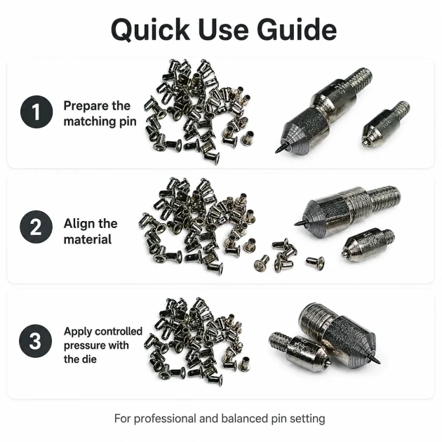 2.5 mm Pin Setting Die for 25x45 Pins, High-grade iron construction for leather crafting and industrial assembly