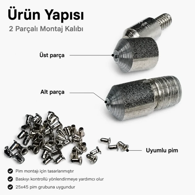 2.5 mm Pin Setting Die for 25x45 Pins, High-grade iron construction for leather crafting and industrial assembly