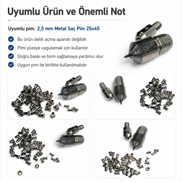 2.5 mm Pin Setting Die for 25x45 Pins, High-grade iron construction for leather crafting and industrial assembly