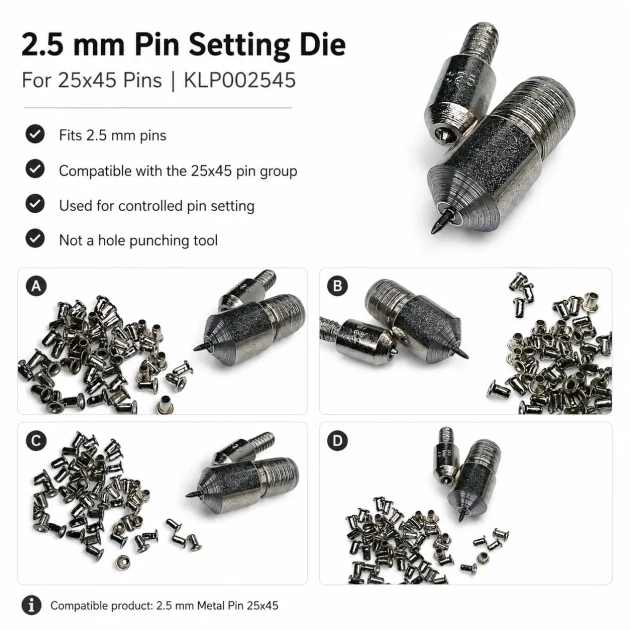 2.5 mm Pin Setting Die for 25x45 Pins, High-grade iron construction for leather crafting and industrial assembly