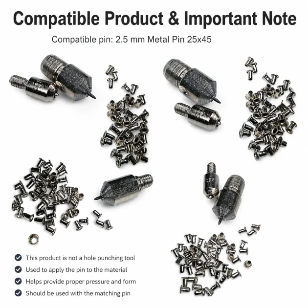 2.5 mm Pin Setting Die for 25x45 Pins, High-grade iron construction for leather crafting and industrial assembly