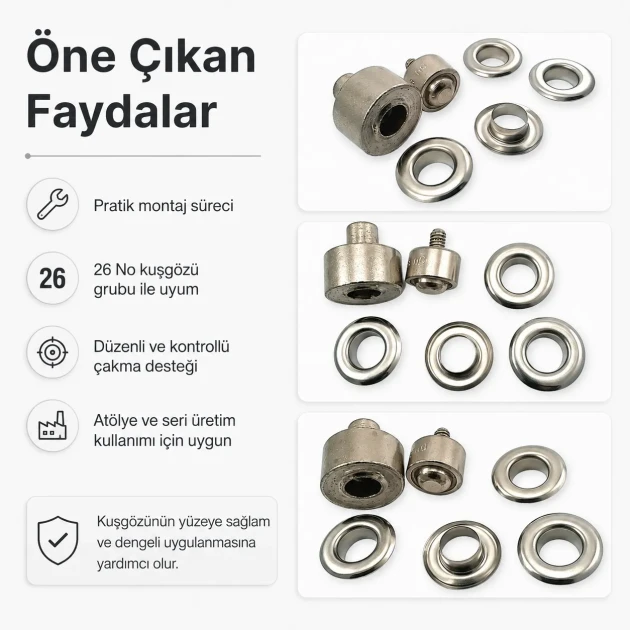 Eyelet Setting Die for 12 mm / 0.47 in Inner Diameter Eyelets KLP0026 made of durable metal for professional grommet