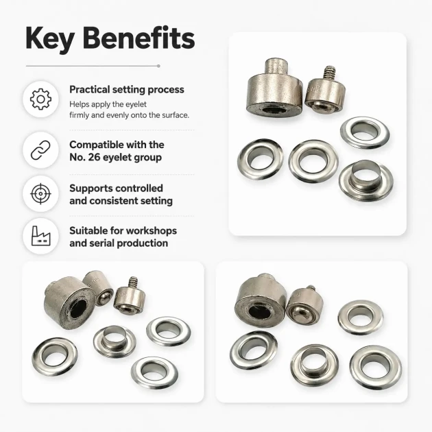 Eyelet Setting Die for 12 mm / 0.47 in Inner Diameter Eyelets KLP0026 made of durable metal for professional grommet