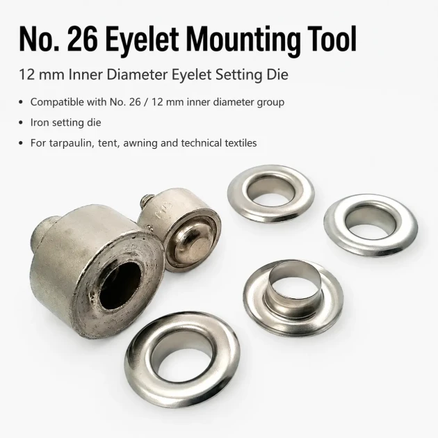 Eyelet Setting Die for 12 mm / 0.47 in Inner Diameter Eyelets KLP0026 made of durable metal for professional grommet