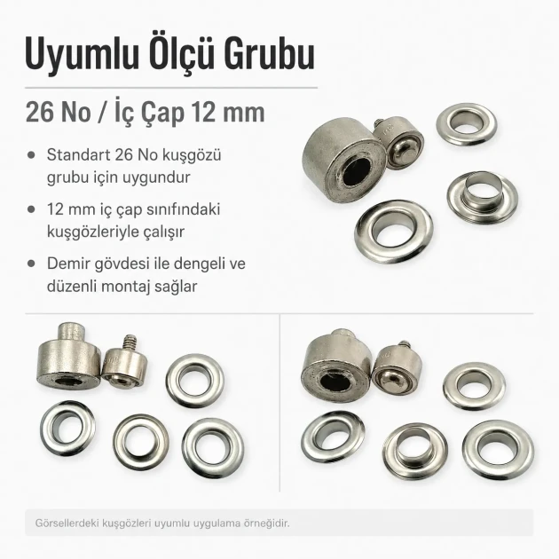 Eyelet Setting Die for 12 mm / 0.47 in Inner Diameter Eyelets KLP0026 made of durable metal for professional grommet