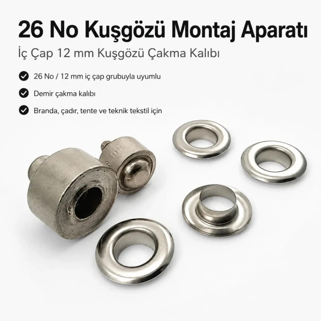 Eyelet Setting Die for 12 mm / 0.47 in Inner Diameter Eyelets KLP0026 made of durable metal for professional grommet