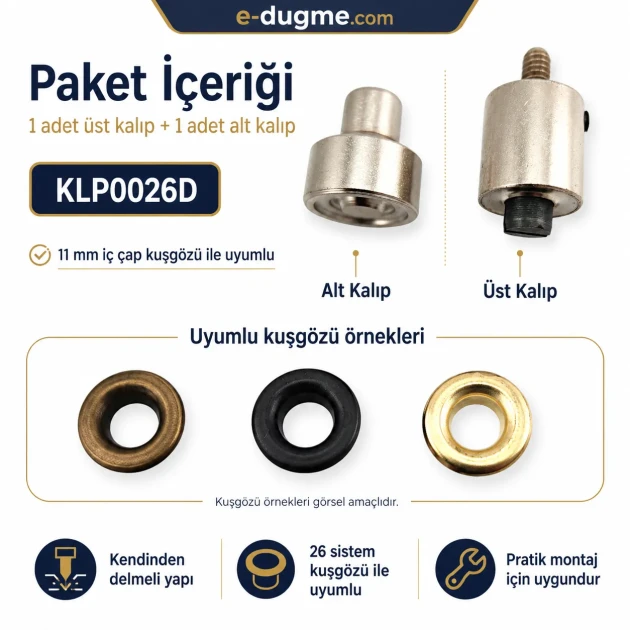 26 Kuşgözü Kalıbı Kendinden Delmeli 12 mm Kuşgözü Çakma Kalıbı KLP0026D