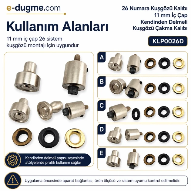 26 Kuşgözü Kalıbı Kendinden Delmeli 12 mm Kuşgözü Çakma Kalıbı KLP0026D